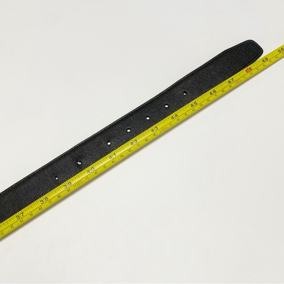 MONT BLANC black saffiano leather gold square buckle belt - Picture 10 of 11